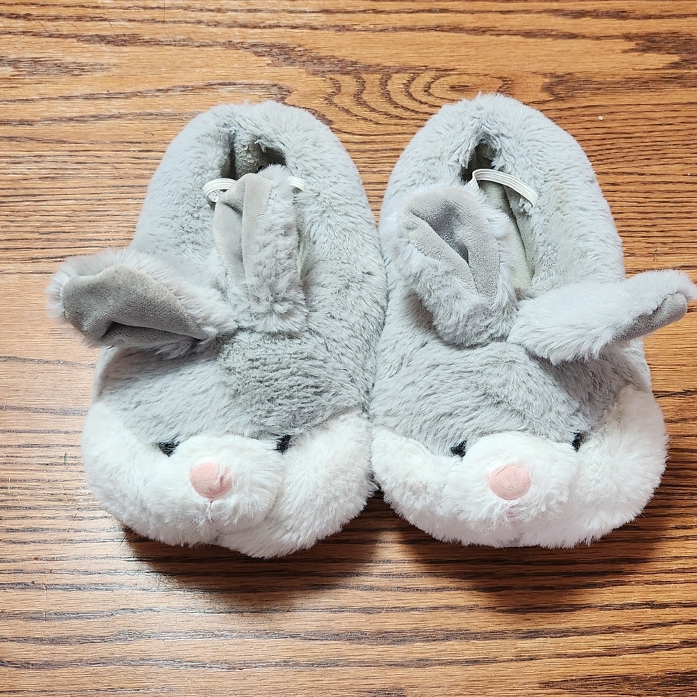 Cozy Gray Bunny Kids Slippers